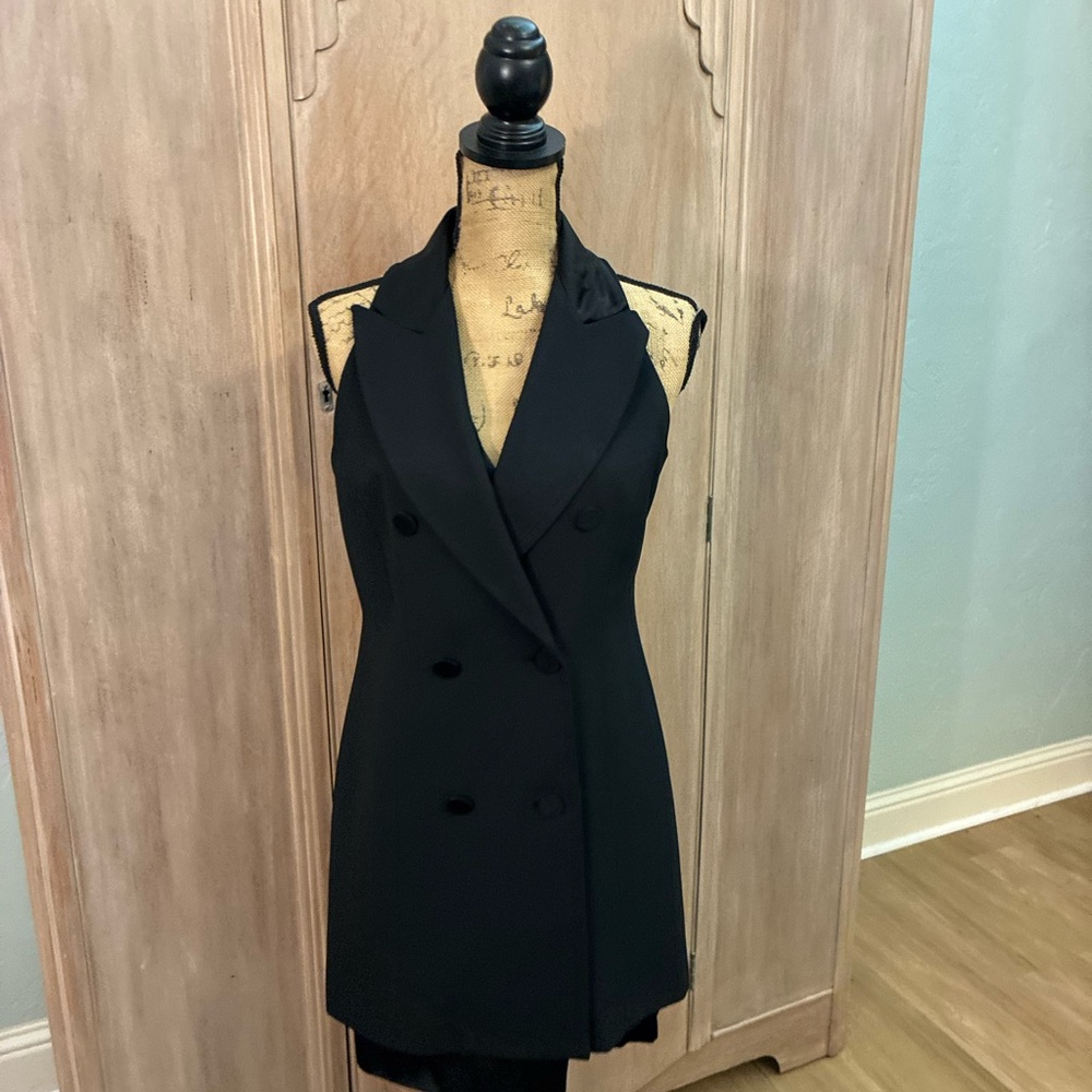 VTG 1996 Laundry Black Blazer Dress Double Breasted 90s Minimalist Chic CBK Sz 8 - Picture 2 of 16